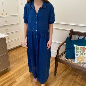 Zara blue linen maxi dress size M